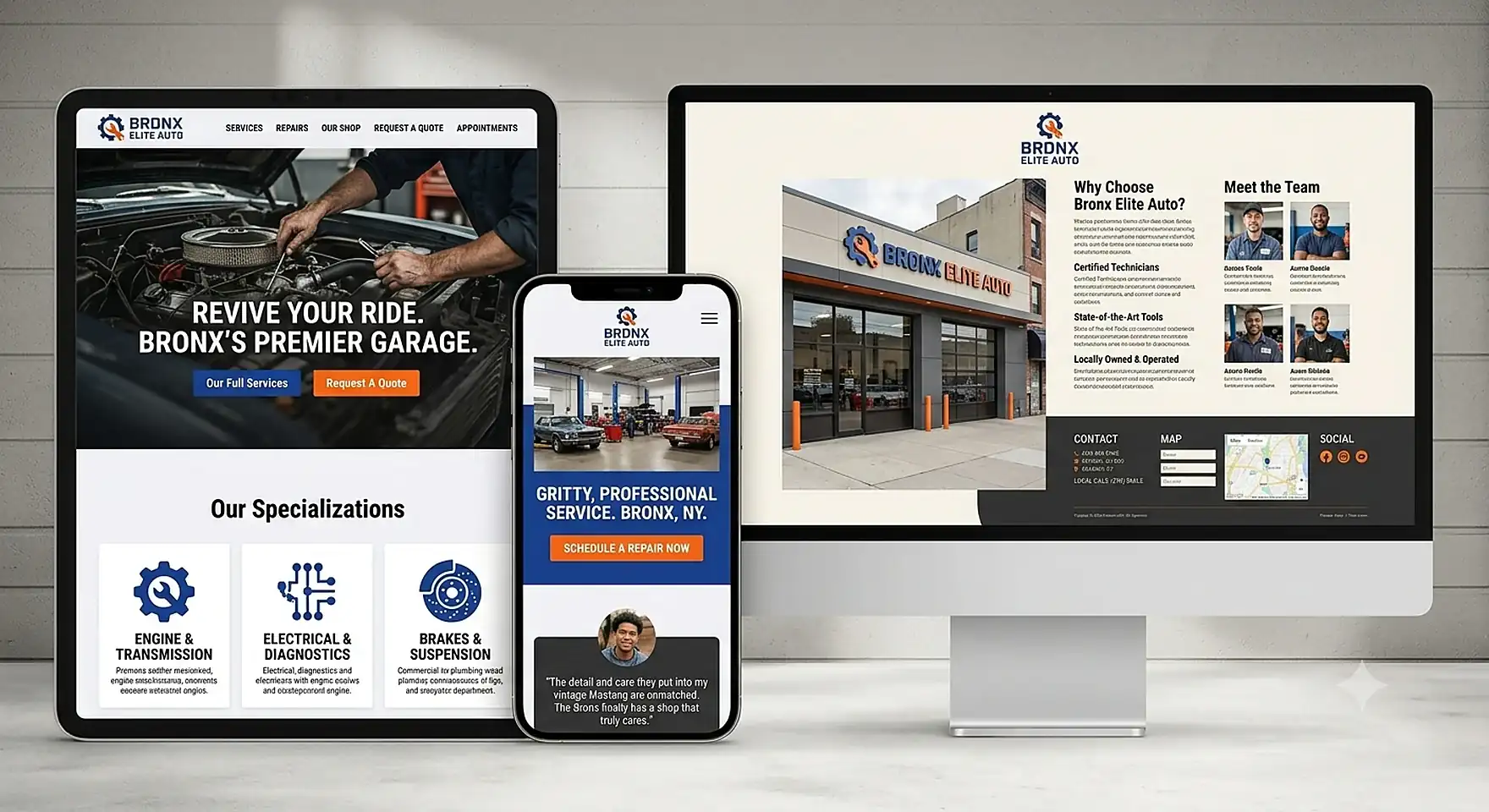 Auto repair website design example for a Bronx auto repair shop