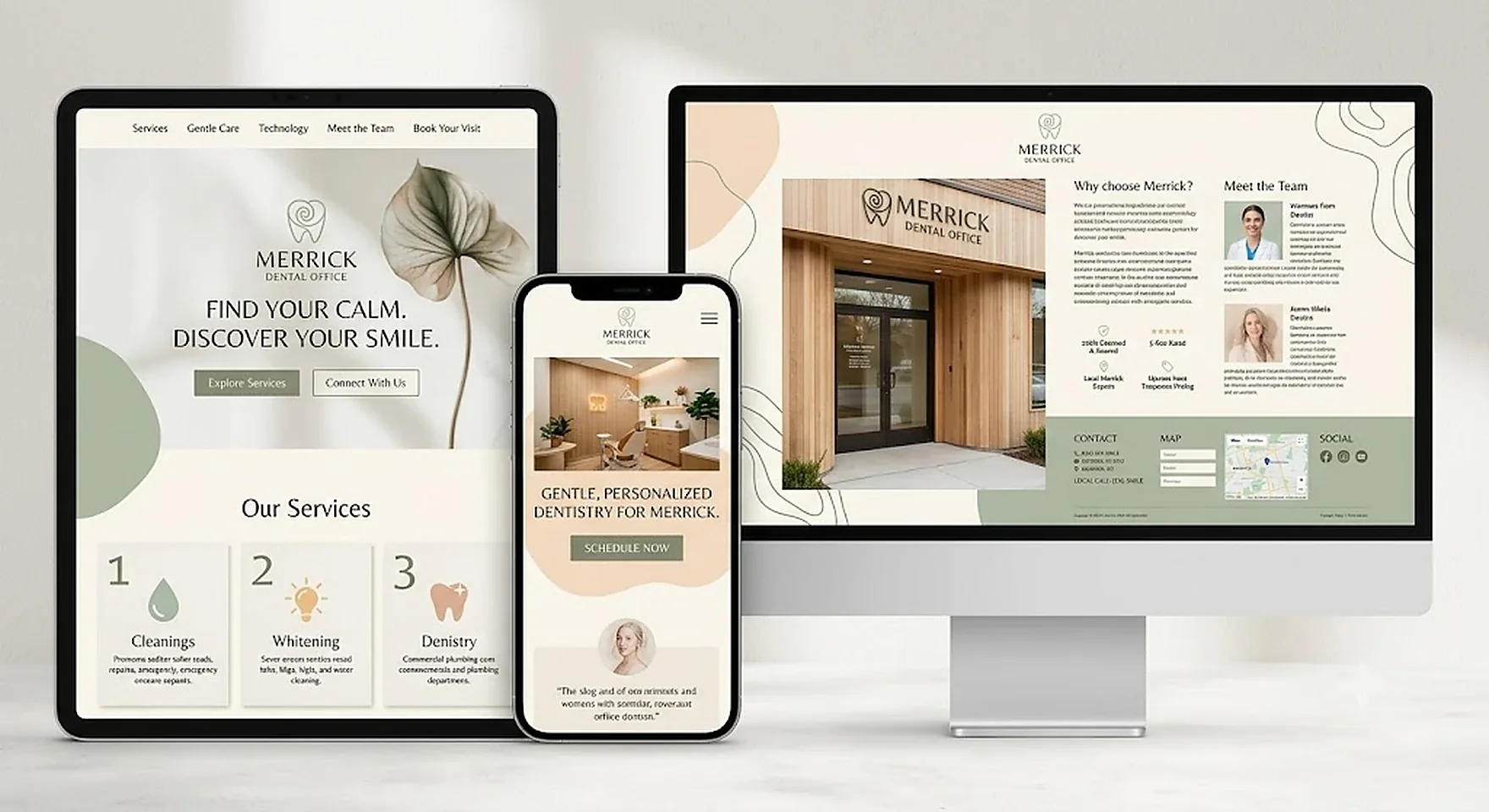 Dental practice website design example for Merrick Dental Office